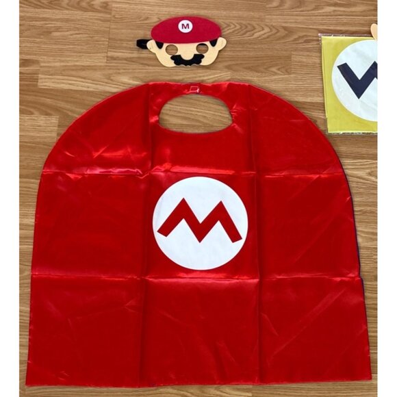 Mario & Luigi Kids Costume Set Capes & Masks For Dress-Up & Party Play Set of 6 - Picture 2 of 12